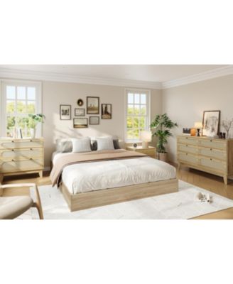 Full Size Solid Wood Platform Bed Frame, Minimalist Floor-Standing, Durable Wooden Slats, Easy Assembly