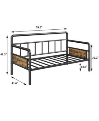 Twin Size Black Metal Daybed Frame, Sofa Bed Platform, Sturdy Construction, Easy Assembly