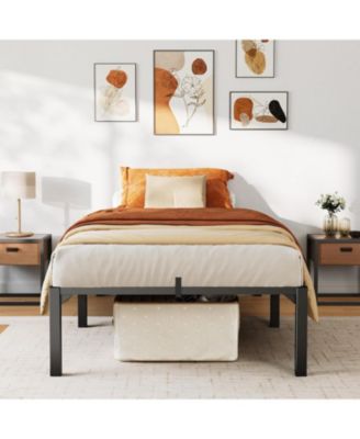 Twin Size 14 Inch Metal Bed Frame, Heavy Duty, Tool-Free Assembly, No Box Spring Needed, 800 Lbs Capacity
