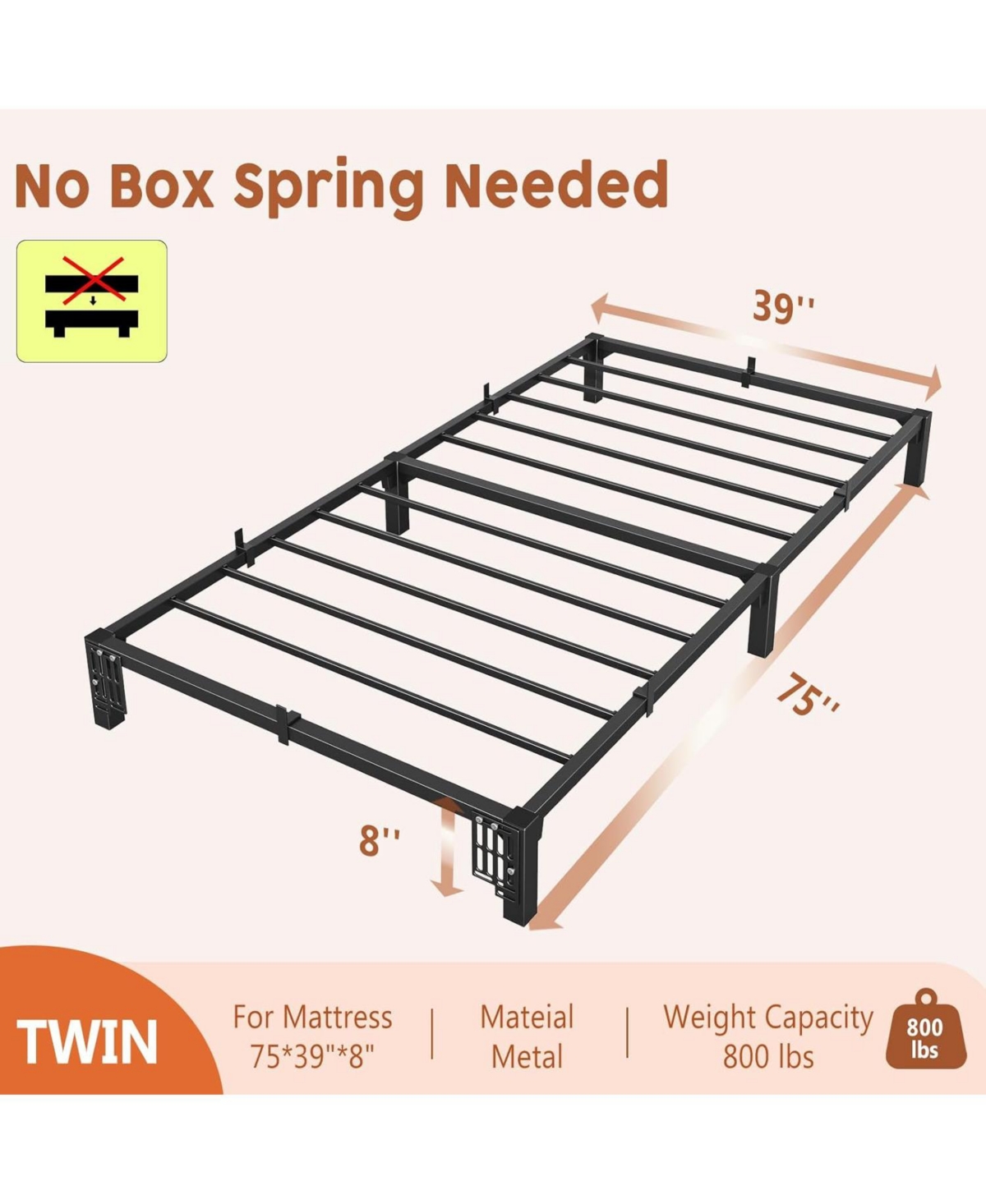 Gaomon Twin Size Metal Heavy Duty Platform Bed Frame