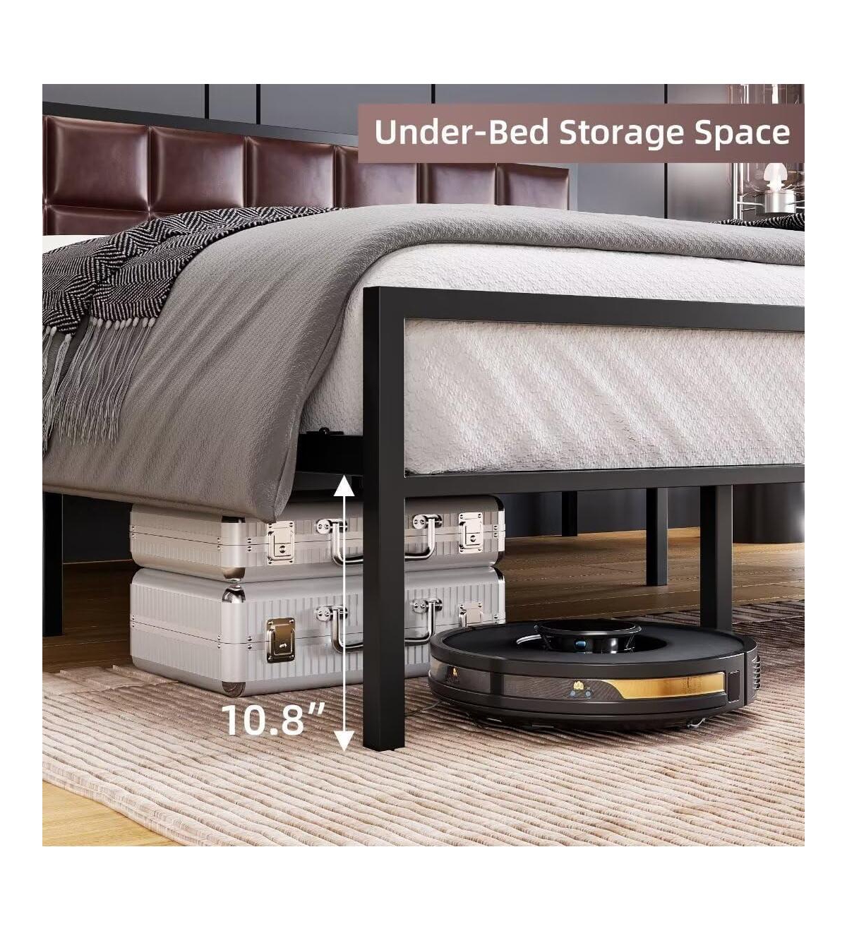 Gaomon Easy Assembly Queen Size Metal Platform Bed Frame Space Saving, for Living Room, Guest Room