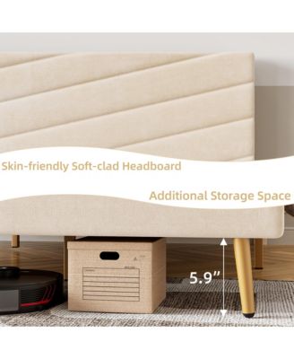 Easy Assembly King Size Bed Frame- Velvet Upholstered Platform Bed Space Saving, for Living Room, Guest Room