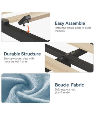 Twin Bed Frame with Storage Headboard, Girls Bed Frame with 2 Drawers