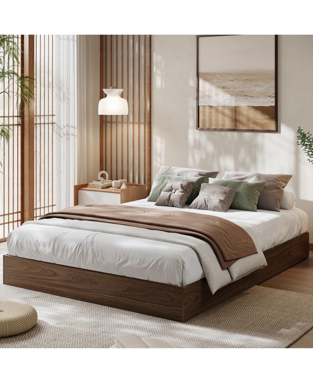 Gaomon Full Size Wood Platform Bed Frame Without Headboard