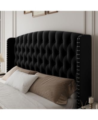 51" Tall King Size Bed Frame with Deep Button Tufted Wingback Headboard and Footboard