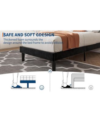 Full Size Velvet Bed Frames with Headboard,Upholstered Platform Bedframe with Wood Slats,Solid and Stable