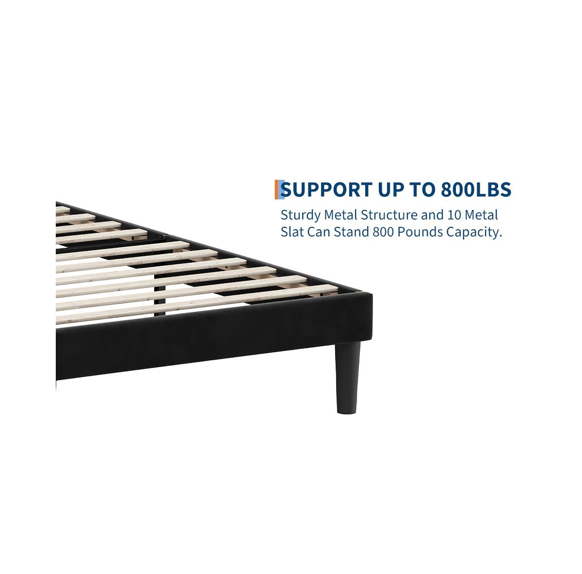 gaomon Queen Size Velvet Upholstered Headboard with Wood Slats Solid Stable Platform Bed Frame