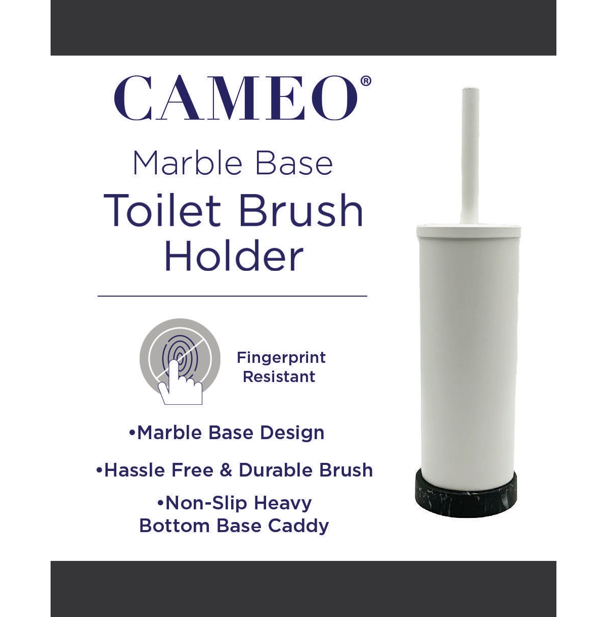 Cameo Toilet Bowl Cleaning Brush, Marble base, Stainless-Steel Holder, Fingerprint-Proof