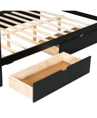 Full Size Wooden Gaming Bed with LED Headboard, Desk, USB & Storage, Black