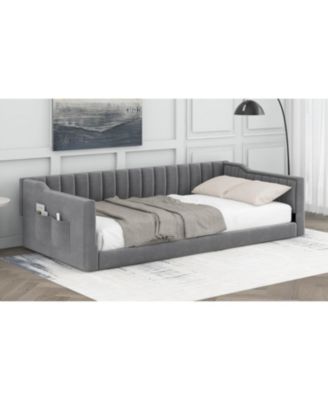 Streamdale Twin XL Size Upholstery Daybed and Side Storage pocket,Gray