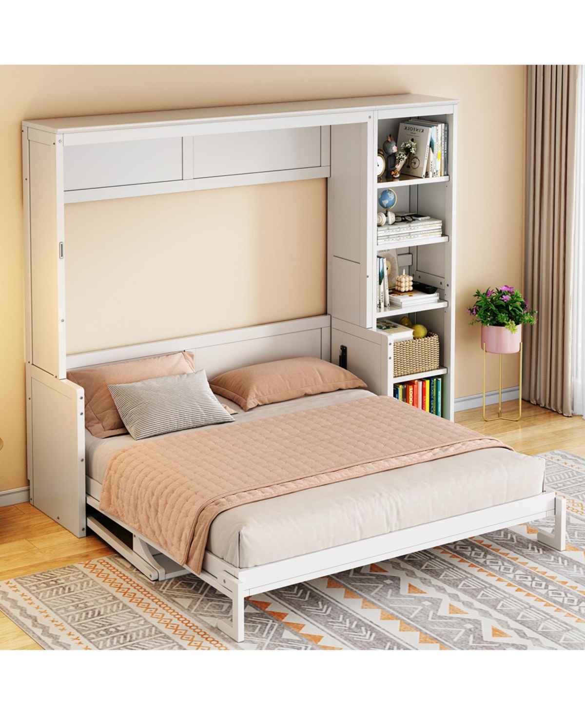 Streamdale Furniture Murphy Bed with Desk and Bookshelf