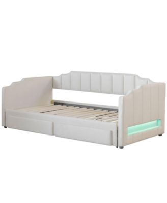 Twin XL Extendable Upholstered Daybed with Storage & LED