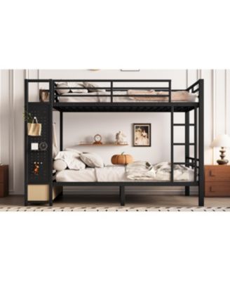 Streamdale Full/Full Metal Bunk Bed with Storage for Teens - Black