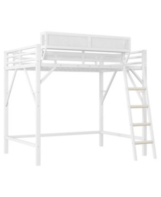 Metal Full Loft Bed with Storage Shelves