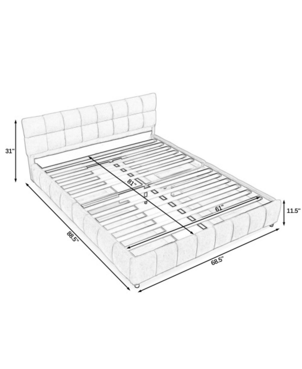 Streamdale Furniture Queen Size Upholstered Bed with Storage Drawer - Green