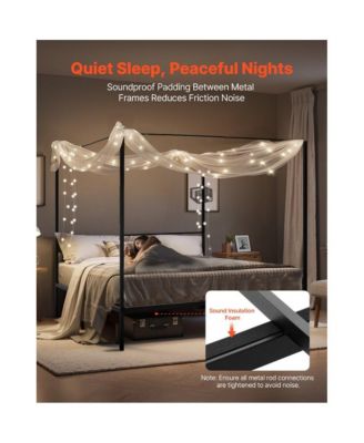 Four Poster Metal Canopy Bed Frame for Modern Bedroom