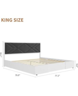 Upholstered Bed Frame with Fabric Headboard, Wooden Slats, No Box Spring Needed, Easy Assembly