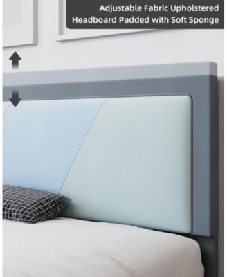 Full Size Triple Panel Platform Bed Frame Minimalist MDF Construction Beige Finish No Box Spring Needed Easy Assembly