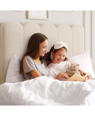 Twin Size Bed Frame with Storage Drawer Boucle Upholstered Platform Bed Headboard