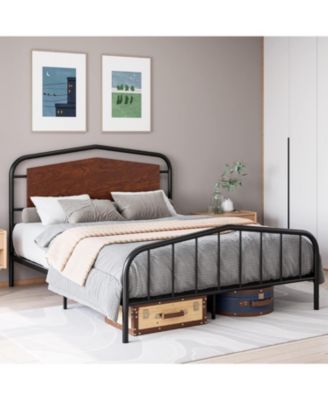Easy Assembly Full Size Industrial Metal Platform Bed Frame Space Saving, for Living Room, Guest Room