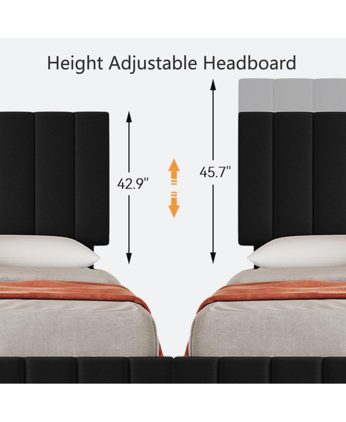 gaomon Easy Assembly King Size Linen Upholstered Platform Bed Frame Space Saving, for Living Room, Guest Room