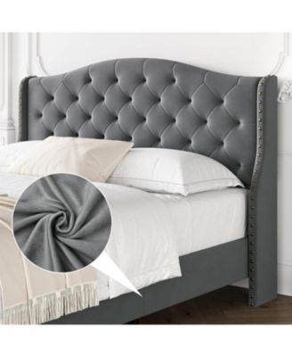 Queen Size Velvet Platform Bed Frame w/Headboard and Footboard Upholstered Bed Frames