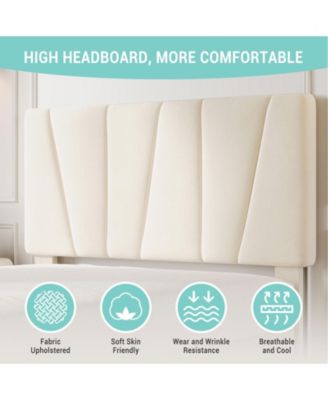 Twin Size Bed Frame with Adjustable Headboard and 2 Storage Drawers