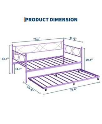 Metal Twin Daybed and Trundle Set, Day Bed Sofa Bed Frame with Steel Slat Support, Multifunctional Daybed Frame