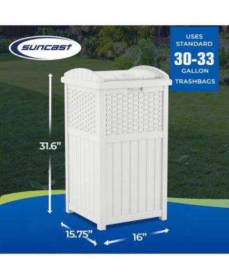 Wicker Resin Outdoor Hideaway Trash Can Bin with Latching Lid (2 Pack)