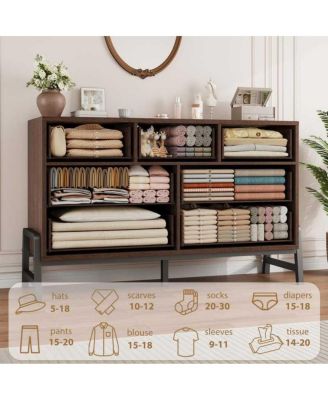 7-Drawer Modern Freestanding Dresser, 52 Inch Wide Wood Chest, Closet Storage for Bedroom, Living Room, Entryway