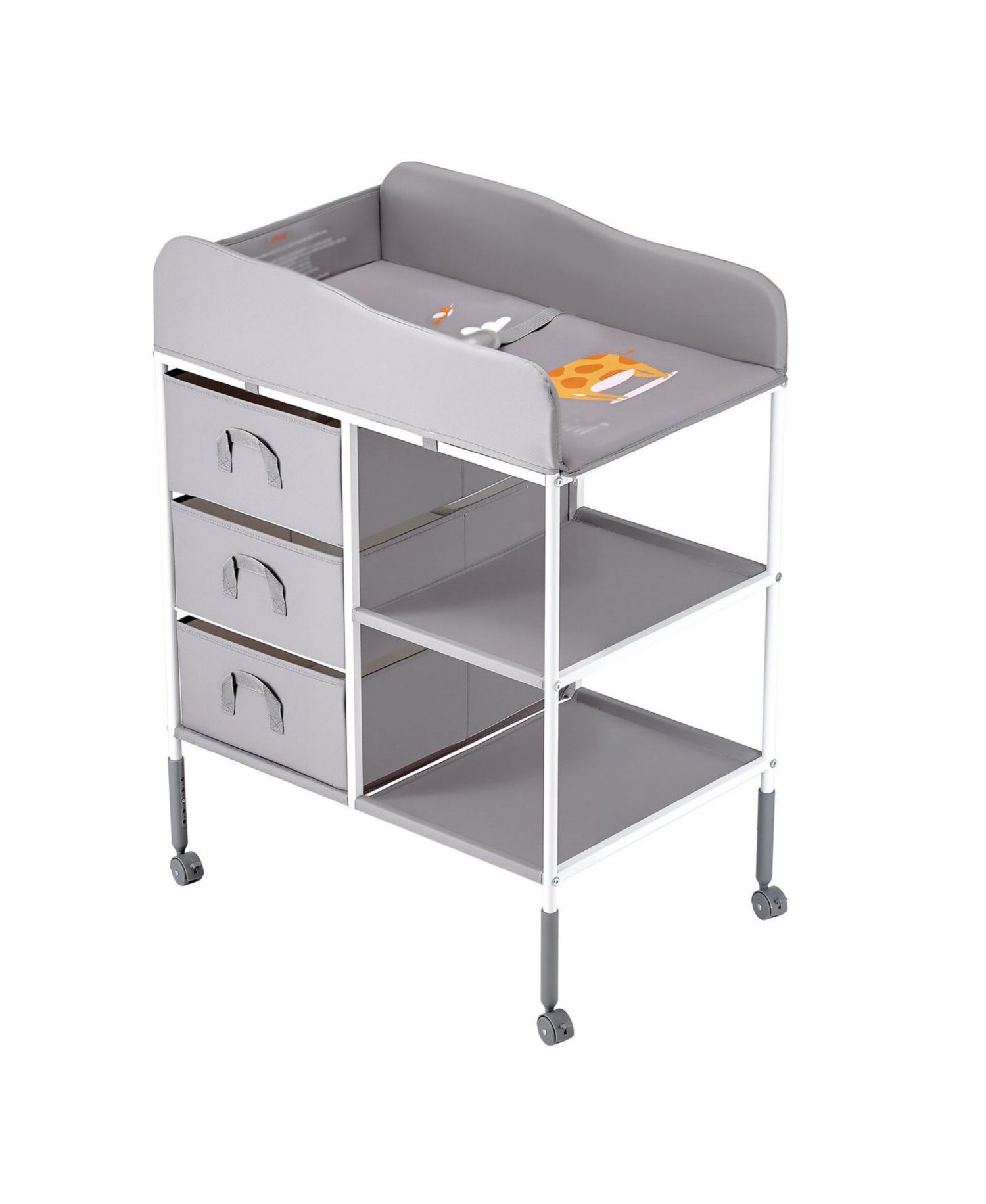 Portable Baby Changing Table with 3 Drawers and Wheels, Diaper Change Station