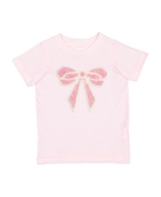 Baby Girls Girls Pearl Bow Patch Short Sleeve T-Shirt