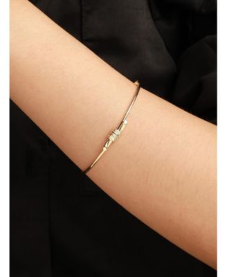 Love Knot Bangle Bracelet in 14K Gold, Fits Small to Medium Wrist, Approx. 3.1 grams.
