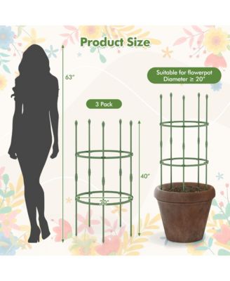 3-Pack Garden Tomato Trellis 40'' Plant Support Cage w/ Adjustable Size for Plants