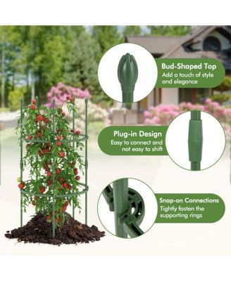 3-Pack Garden Tomato Trellis 40'' Plant Support Cage w/ Adjustable Size for Plants
