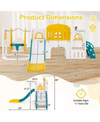 10-in-1 Toddler Swing and Slide Playset with Climber and Basketball Hoop