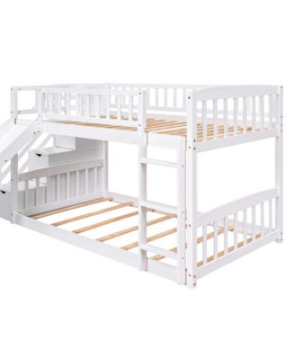 Stairway Twin Over Twin Bunk Bed With Two Drawers And Slide