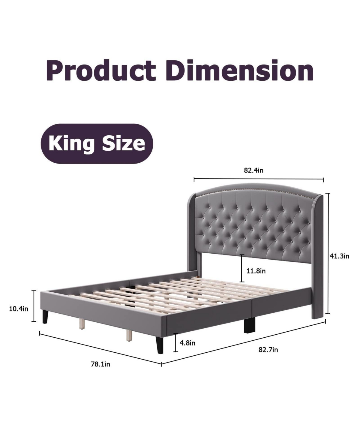 Gaomon King Size Metal Bed Frame with Headboard and Footboard, Sturdy Structure and Underbed Storage