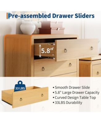 5-Drawer Modern Bedroom Dresser Chest Closet Storage Cabinet Organizer for Bedroom, Living Room, Hallway, Office, Natural Oak