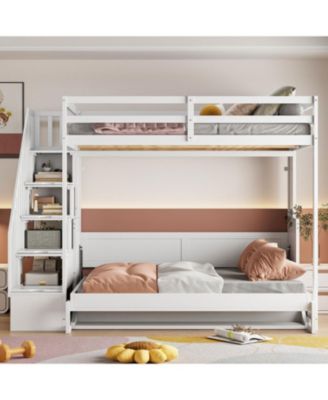 Full Over Full Size Murphy Bed with Hydraulic Lift & Desk Design