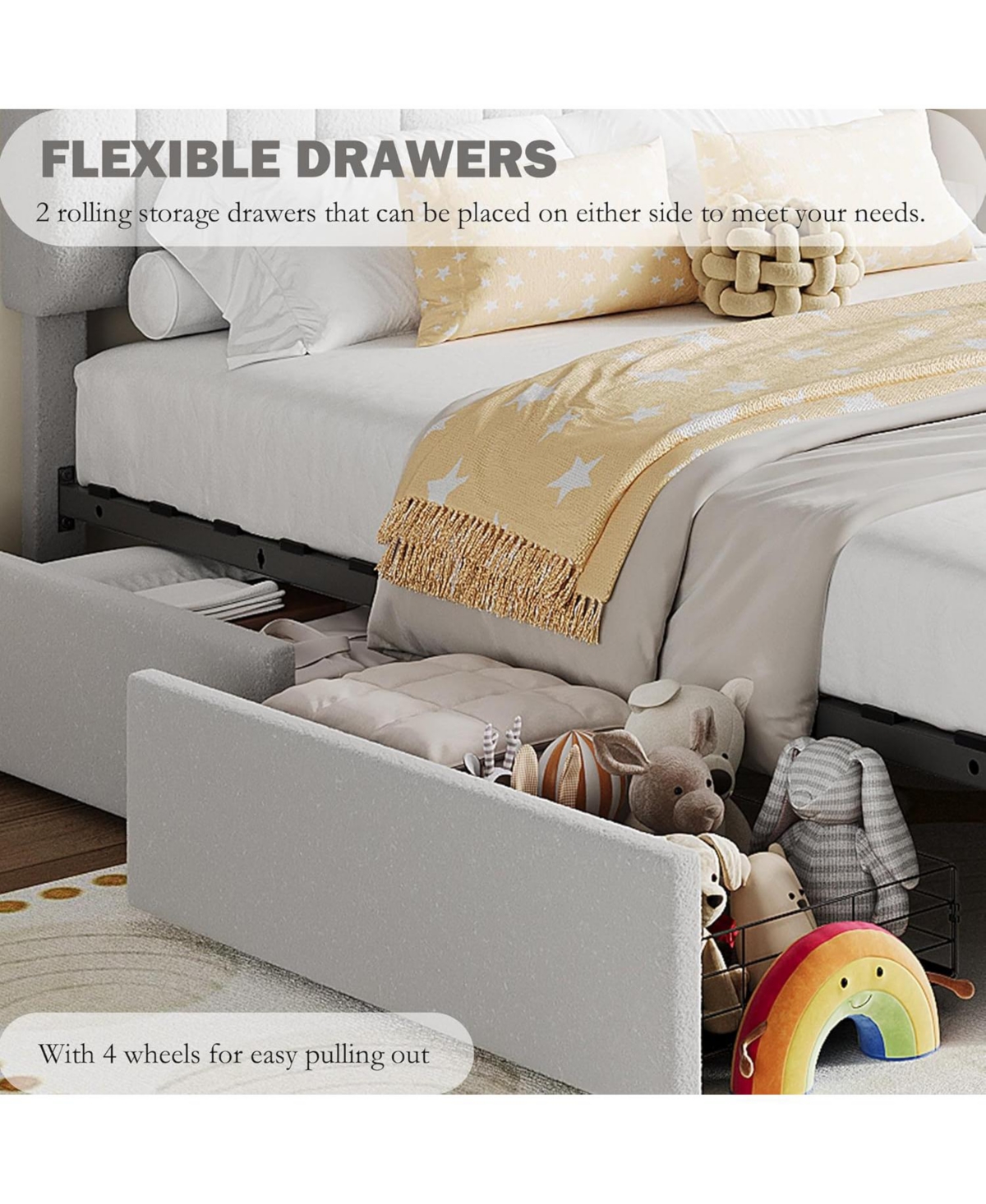gaomon Full Bed Frame with Storage Drawers & Bookcase Headboard