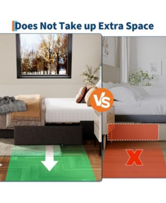 Full Bed Frame with 3 Storage Drawers, Upholstered Platform, Wooden Slat Support, Customizable Headboard, No Box Spring Needed