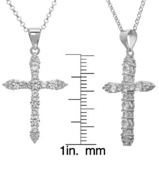 3-Pc. Lab Grown White Sapphire (3.62 ct. t.w.) Cross Pendant Necklace And Stud Earrings Set in Sterling Silver