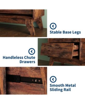 6-Drawer Vintage Modern Dresser Bedroom Chest with Bevel Design, TV Stand Storage for Entryway, Living Room, Closet