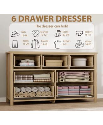 7-Drawer Freestanding Rattan Cabinet Dresser, Wood Chest with Anti-Tip, Storage Organizer for Bedroom, Living Room