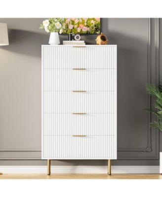47.9" Tall 5-Drawer Wood Modern Dresser with Metal Handle