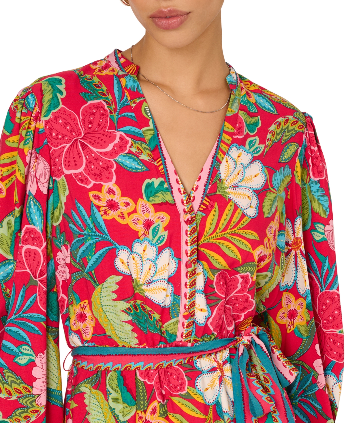 Adrianna Women's Printed V-Neck Short Dress