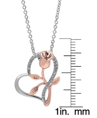 Cubic Zirconia (1/8 ct. t.w.) Flower in Heart Pendant Necklace