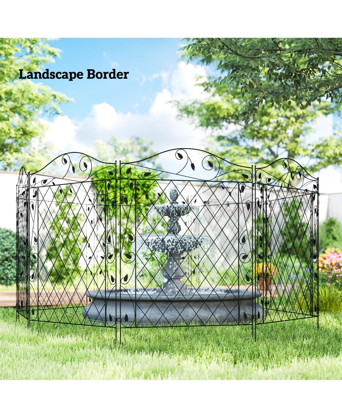 Outsunny Garden Fencing for Border Edging, Decor 11.5', 4 Pack, Round Vines