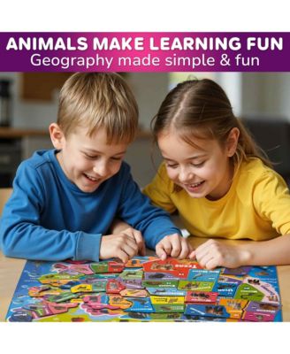 Magnetic Realistic Puzzles States Map for Kids 4-6 Years - Montessori Toys Geography Learning